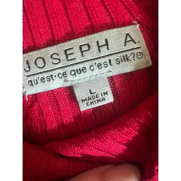 JOSEPH A womens red mock turtleneck womens fitted tight knit sweater size large - Picture 7 of 8